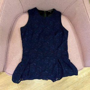 Timo Weiland Navy Lace Peplum Top 0